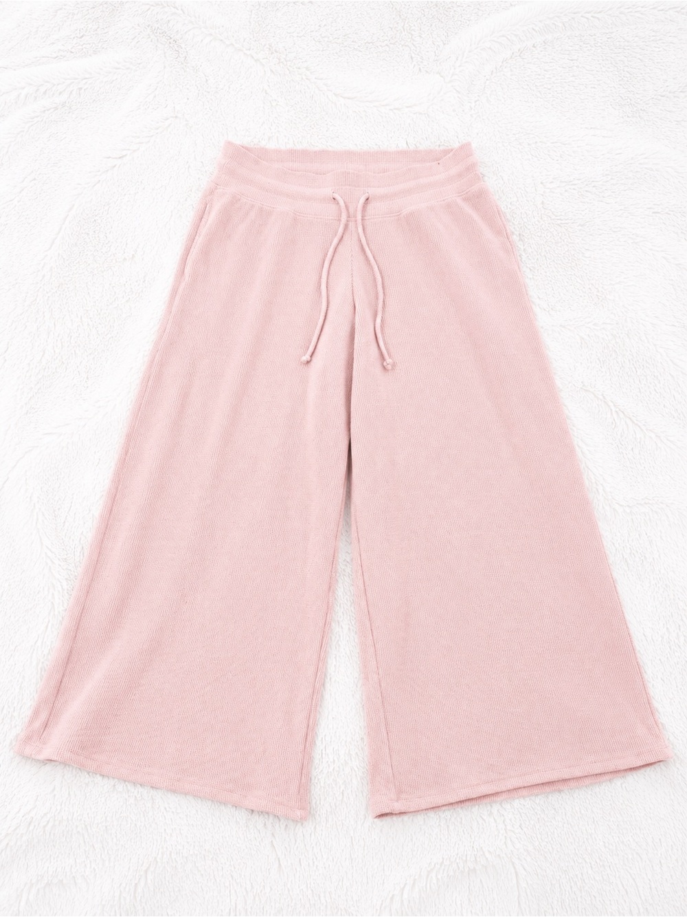 Gilly Hicks Pink Wide Leg Waffle Knit Sweatpants